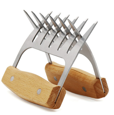 A retalhadora da carne do metal agarra forquilhas de aço inoxidável da carne com o punho de madeira para Shredding
