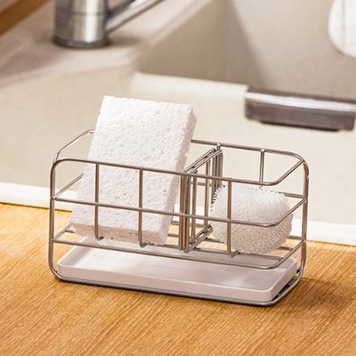 Suporte da esponja para a banca da cozinha para a vara da bancada ou da parede com auto excesso