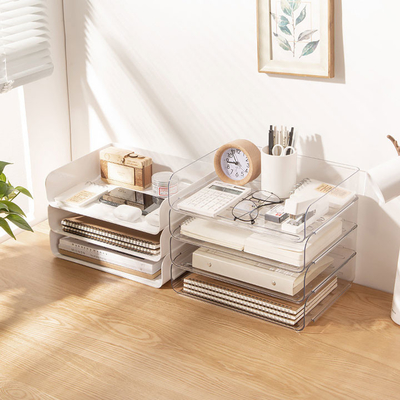 Organizador plástico empilhável Drawers For Office da mesa do agregado familiar