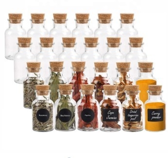 cozinha 5oz que tempera frascos vazios da especiaria com Cork Lids And Labels
