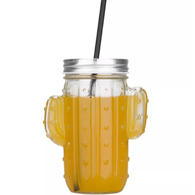 verão de vidro Juice Cup With Straw 400ml do copo da água do cacto do agregado familiar