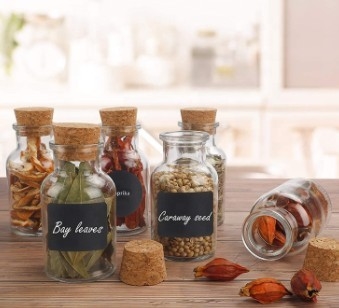 cozinha 5oz que tempera frascos vazios da especiaria com Cork Lids And Labels