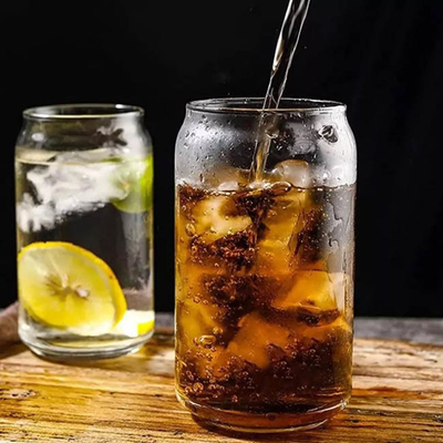 16oz espaço livre Mason Soda Juice Glass Jars com tampas de bambu e palha de vidro