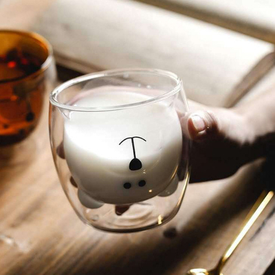 a parede do dobro 300ml isolou beber feito sob encomenda de vidro coloca o café de Macchiato para o escritório