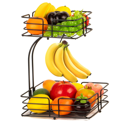 Fio de metal que pendura 2 fontes da cozinha do suporte da cesta de fruto da série