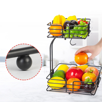 Fio de metal que pendura 2 fontes da cozinha do suporte da cesta de fruto da série