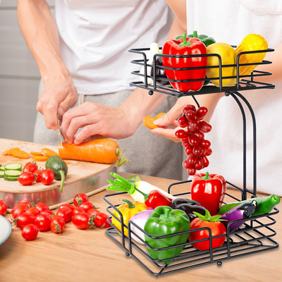 Fio de metal que pendura 2 fontes da cozinha do suporte da cesta de fruto da série