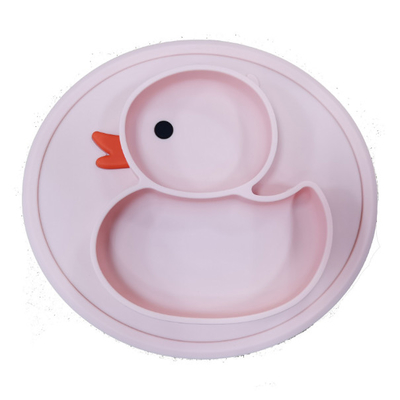Deslize não placas amarelas de Duck Silicone Divided Plate Toddler