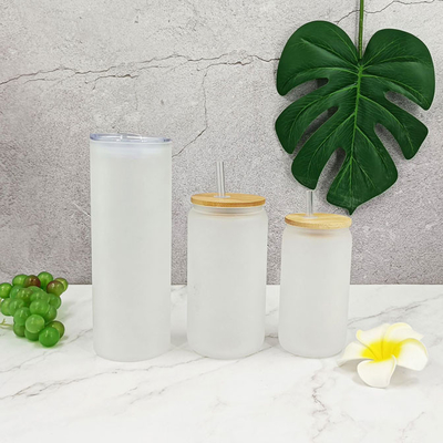 12oz 16oz tampa de 25oz Juice Glass Cup With Straw e de bambu