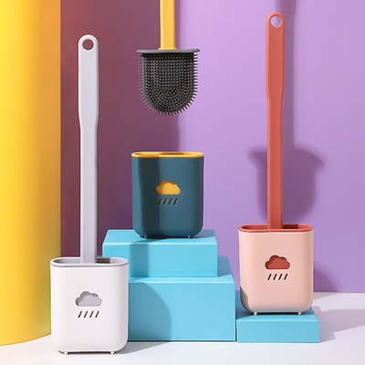 Escova plástica do toalete do silicone dos produtos dos multi eletrodomésticos bonitos da cor com suporte