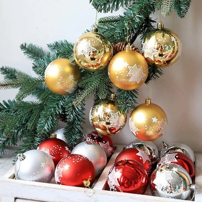 Prata vermelha pintada plástica do ouro da bola 6cm 8cm dos ornamento do Natal de Dia das Bruxas