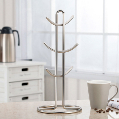 Do suporte de aço inoxidável da árvore da caneca de café do Oem cremalheira mais seca com 6 ganchos