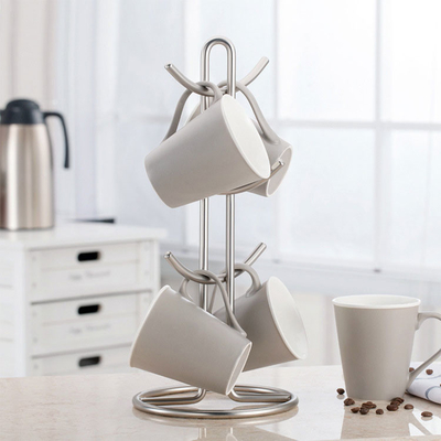 Do suporte de aço inoxidável da árvore da caneca de café do Oem cremalheira mais seca com 6 ganchos