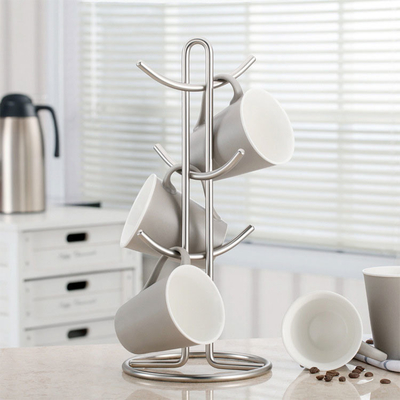 Do suporte de aço inoxidável da árvore da caneca de café do Oem cremalheira mais seca com 6 ganchos