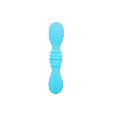 Colher da mastigação do arco-íris do silicone para bebês e crianças máquina de lavar louça e cofre forte do congelador