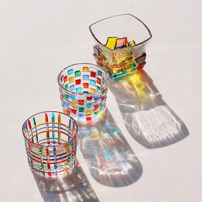 Mosaico colorido Crystal Glass Cup Mug do estilo do Ins para o uísque 270ml do café