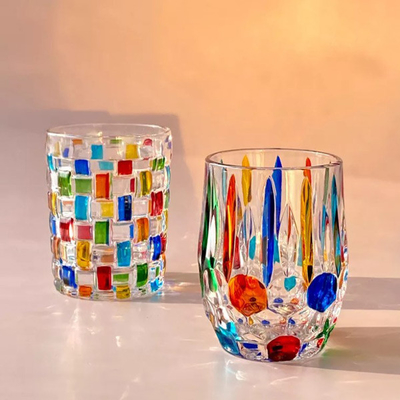 Mosaico colorido Crystal Glass Cup Mug do estilo do Ins para o uísque 270ml do café