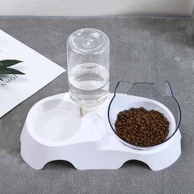 Garrafa dobro de Cat Food Bowls With Automatic Waterer dos animais de estimação plásticos do cão