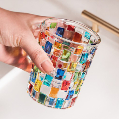 Mosaico colorido Crystal Glass Cup Mug do estilo do Ins para o uísque 270ml do café