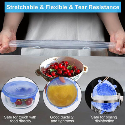 Estiramento reusável da cozinha 6pcs em volta do grupo da tampa do armazenamento do alimento das tampas do estiramento do silicone