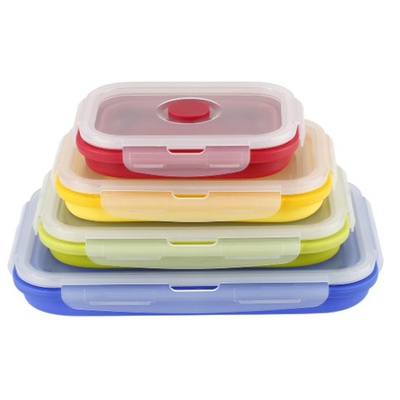 Lancheira Bento Box Set Microwavable do compartimento da dobradura do gel de silicone multi 4 partes