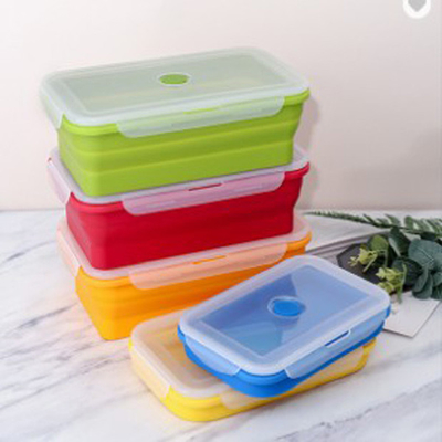 Lancheira Bento Box Set Microwavable do compartimento da dobradura do gel de silicone multi 4 partes