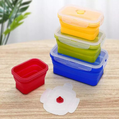 Lancheira Bento Box Set Microwavable do compartimento da dobradura do gel de silicone multi 4 partes