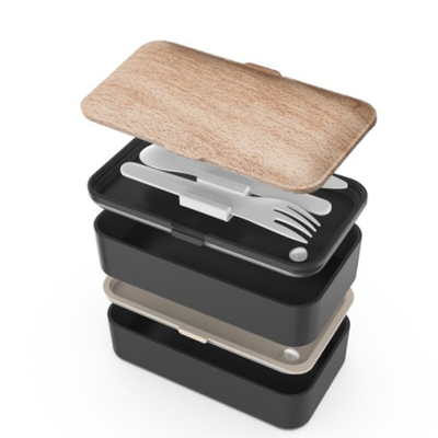 Recipientes Leakproof Bento de bambu da lancheira do compartimento de 2 camadas multi