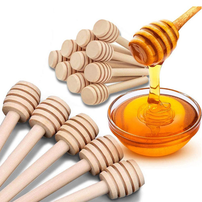 Utensílios de bambu Honey Sticks Dipper de madeira da cozinha do favo de mel de 3 polegadas
