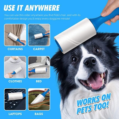Rolo de lã do removedor do cabelo da roupa do fiapo pegajoso extra plástico para folhas do cabelo 420 do animal de estimação