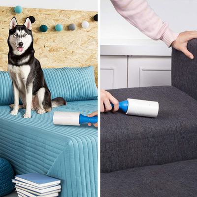 Rolo de lã do removedor do cabelo da roupa do fiapo pegajoso extra plástico para folhas do cabelo 420 do animal de estimação