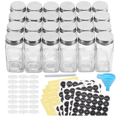 frasco de tempero da especiaria de vidro de 4oz 24pcs ajustado com tampão hermético