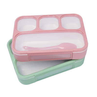 Estudante plástico Lunch Box Eco Bento Box With Spoon amigável da escola de 4 PP do compartimento