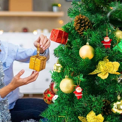 Decorações de Mini Gift Box Ornaments Hanging da folha da árvore do Xmas