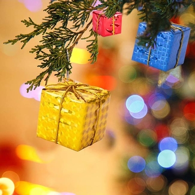 Decorações de Mini Gift Box Ornaments Hanging da folha da árvore do Xmas