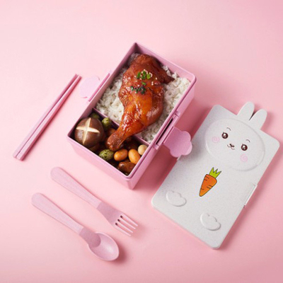 PP e trigo Straw Fibre Lunch Box 2 compartimentos Bento