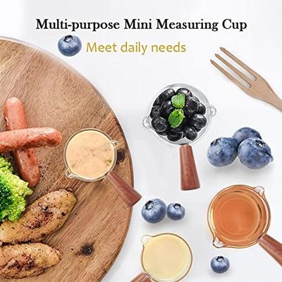 Copo de medição essencial 3oz de Barista Tools Glass Espresso do punho de madeira