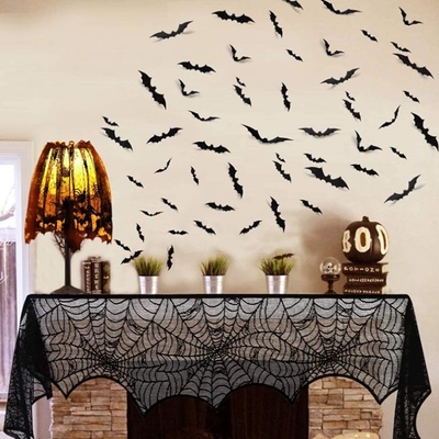 12pcs bastões pretos das etiquetas dos ornamento 3D do Natal do PVC Dia das Bruxas para a decoração da parede