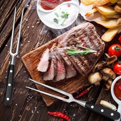 Forquilha de aço inoxidável do ASSADO do bife de 12 polegadas para a grade do assado da cozinha