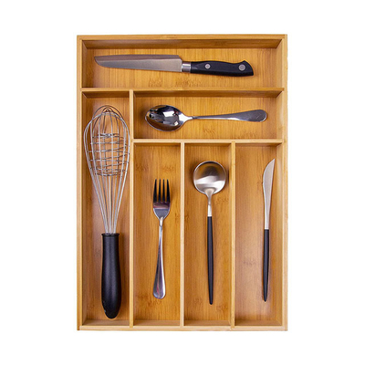 Organizador ajustável Divider de Tray Bamboo Kitchen Utensil Drawer do armazenamento da cutelaria