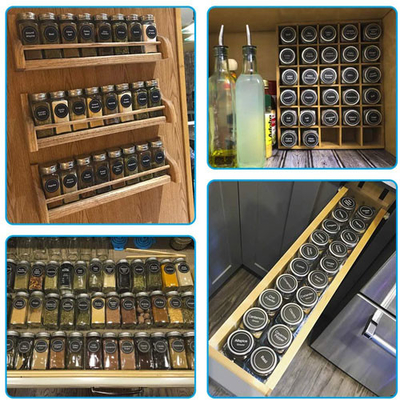 24 especiarias quadradas de vidro dos PCes 4oz rangem recipientes com etiquetas da especiaria