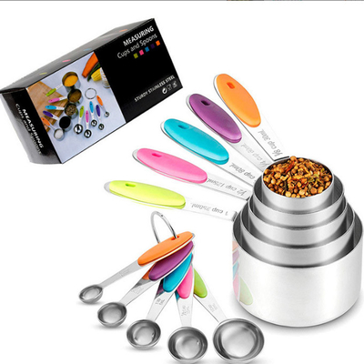 copos e colheres de medição 10pcs de aço inoxidável ajustados cozinhando e cozendo