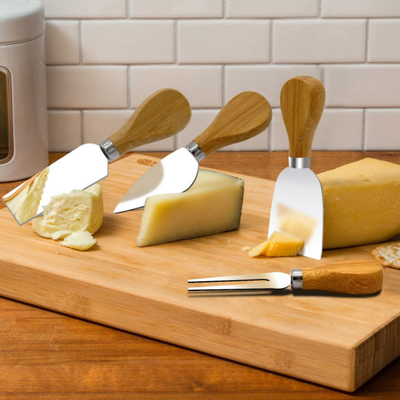 facas do queijo de 4pcs 6pcs ajustadas com punho de madeira de aço inoxidável