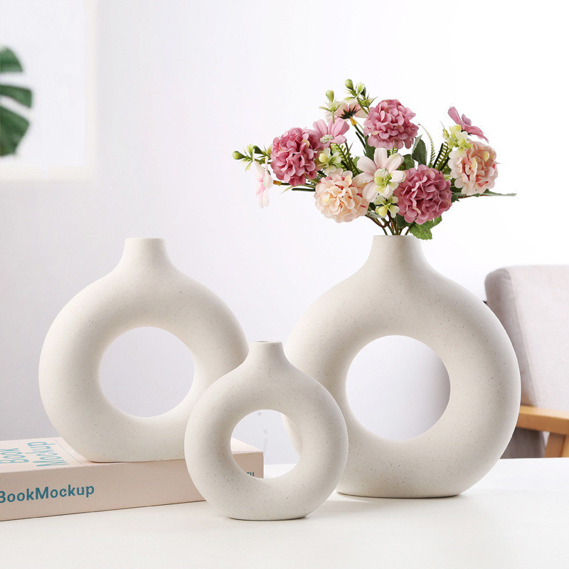 Vaso redondo multicolorido nórdico da filhós da flor para a decoração da casa