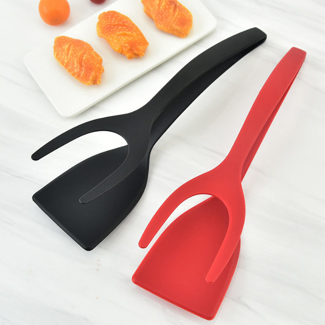 Assado 2 de Fried Egg Double Spatula Bread em 1 aperto Flip Tongs Pp Material