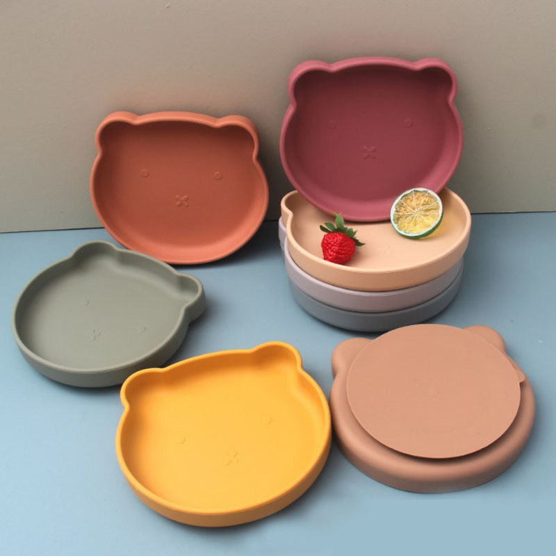 Placas de jantar bonitos do silicone da multi cor para fontes da cozinha das crianças