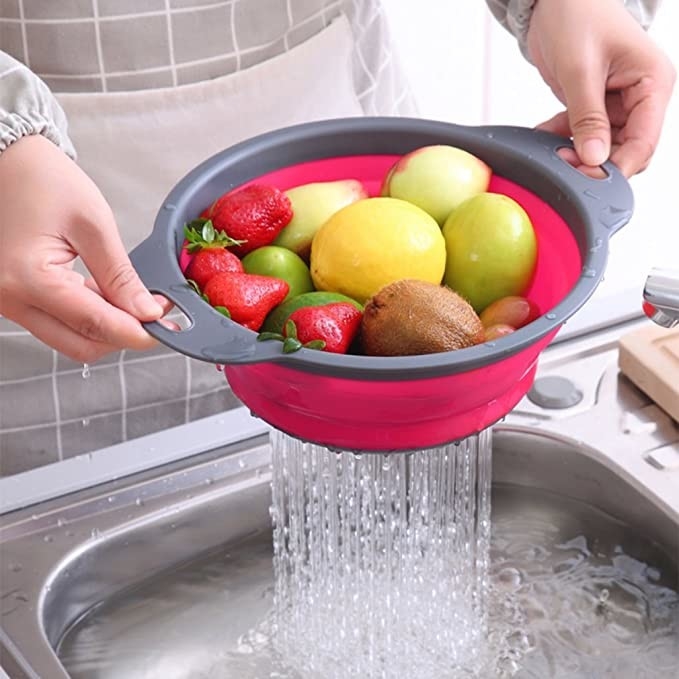 Fontes de dobramento da cozinha do volume da cesta de dreno do dissipador do filtro do vegetal de fruto do silicone