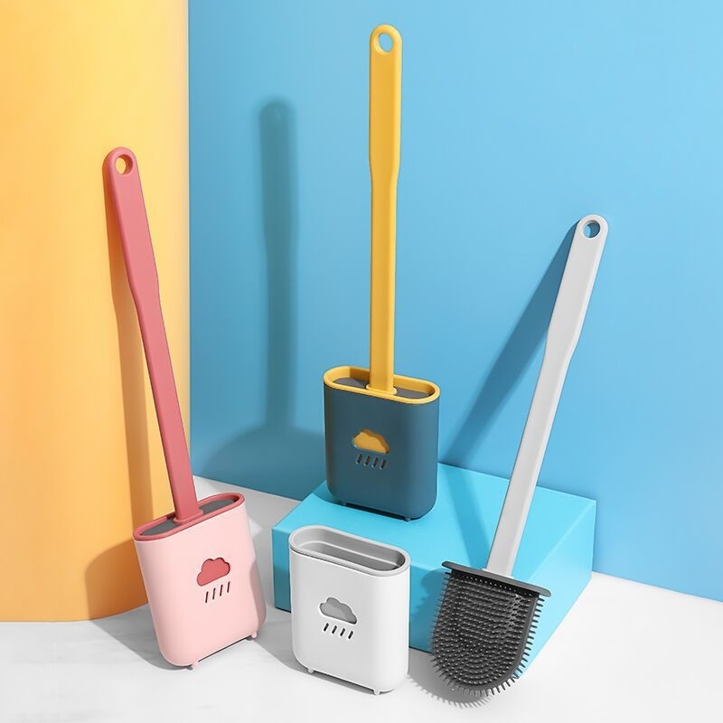 Escova plástica do toalete do silicone dos produtos dos multi eletrodomésticos bonitos da cor com suporte