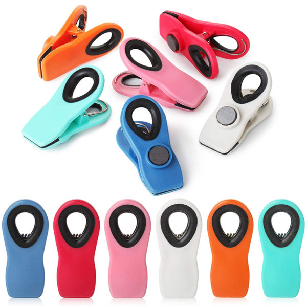 Grampos magnéticos plásticos coloridos dos PP TPR do saco para o refrigerador 3 polegadas
