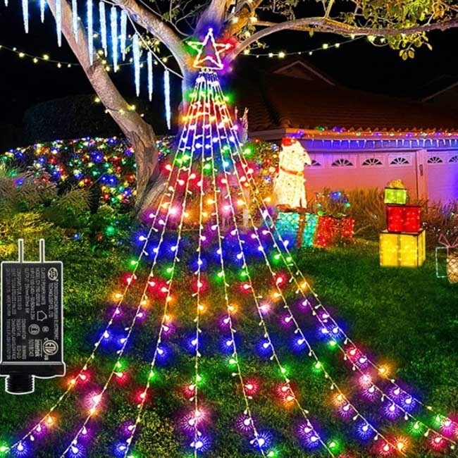 O fio exterior impermeável da estrela dos ornamento do Natal de Dia das Bruxas ilumina multicolorido